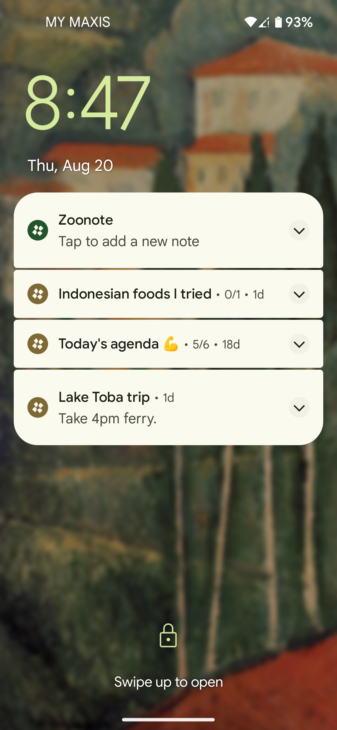 Zoonote lock screen note taking preview