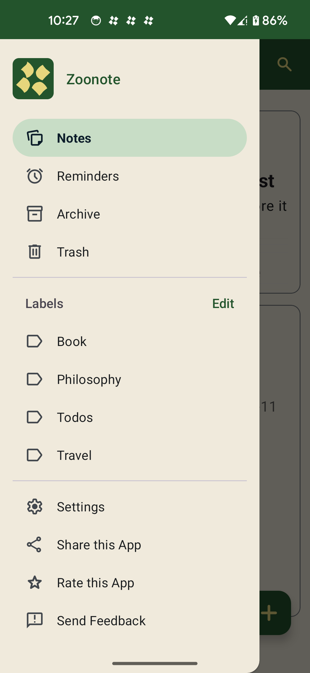 Zoonote sidebar preview